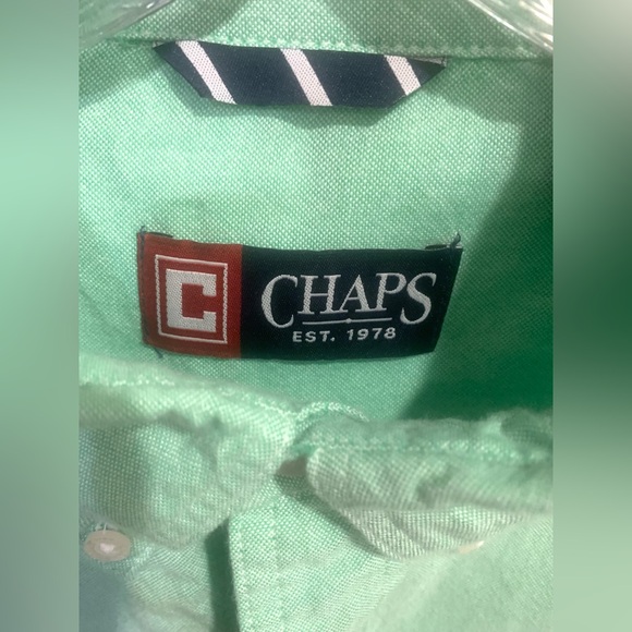 Chaps NWT Lime Green Oxford Long Sleeve Button Down Shirt Logo Men's Large - Picture 2 of 7